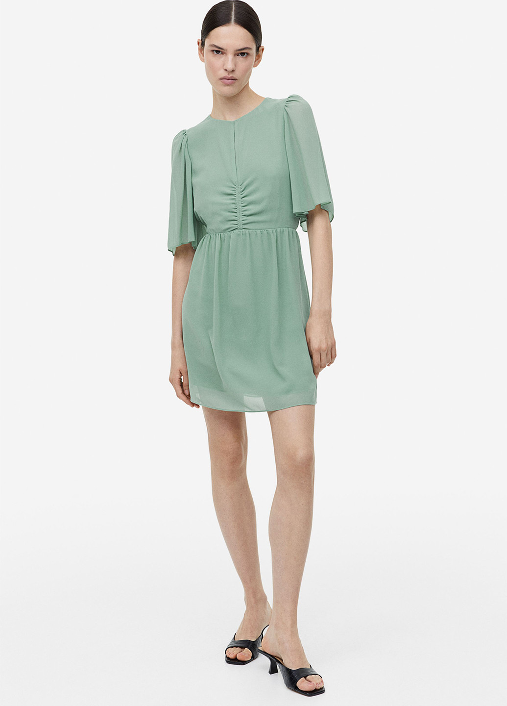 Мятное кэжуал платье H&M однотонное