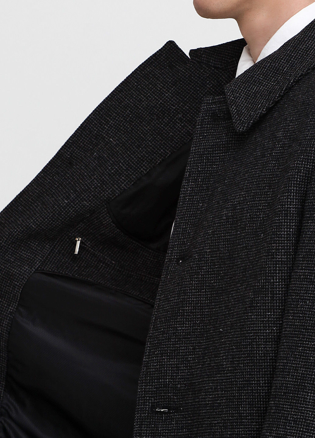 Черное демисезонное Пальто на пуговицах ZHURAVLEV