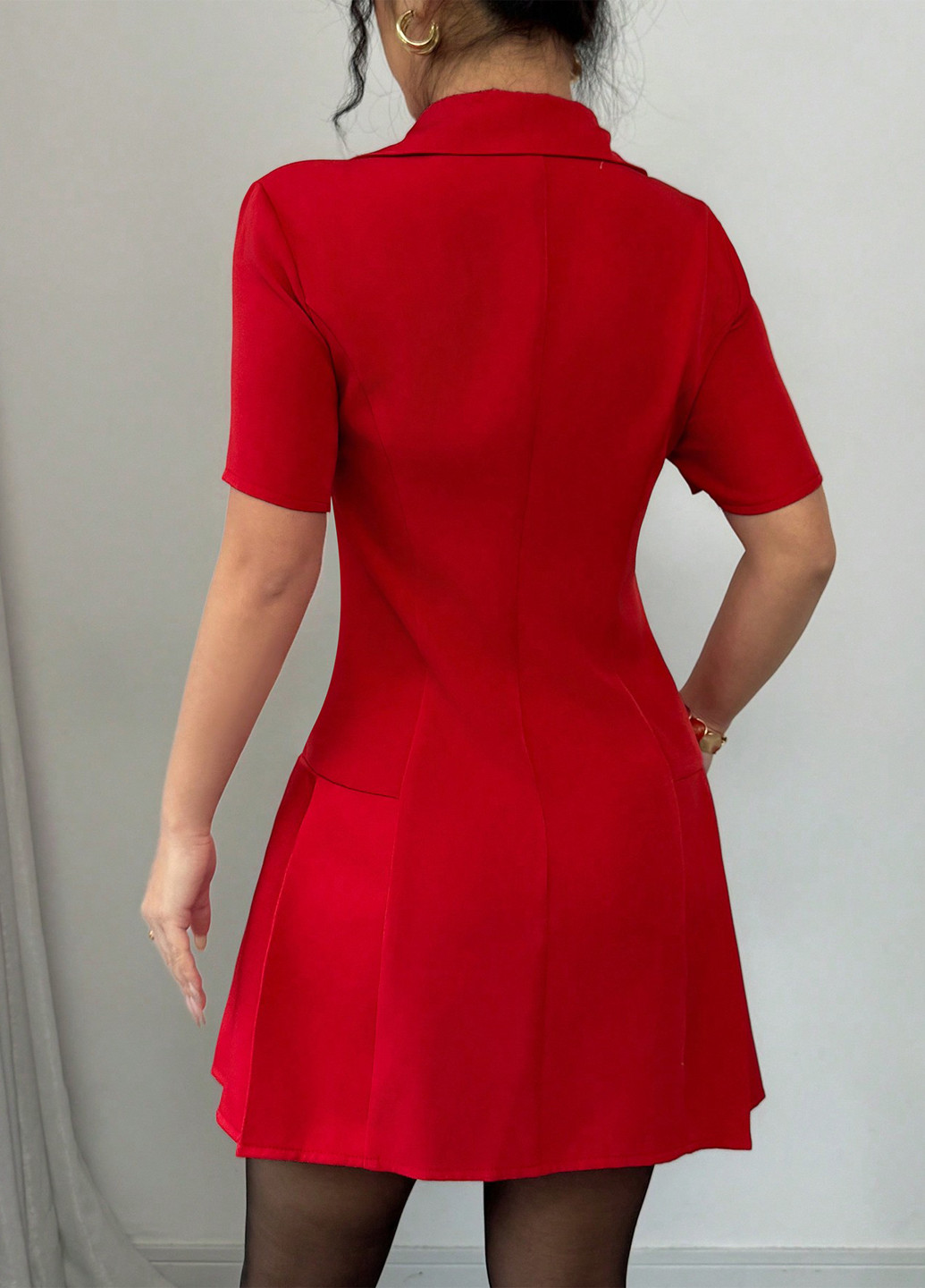 Красное кэжуал платье с юбкой-солнце, платье-жакет SHEIN однотонное