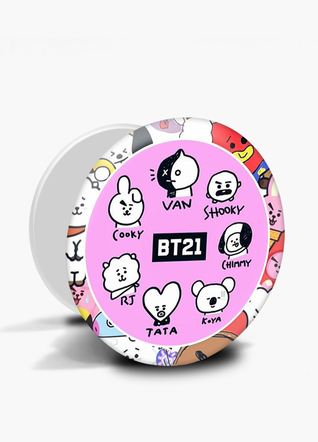 Попсокет (Popsockets) тримач для смартфону БТС (BTS) (8754-1099) Чорний MobiPrint (216748468)