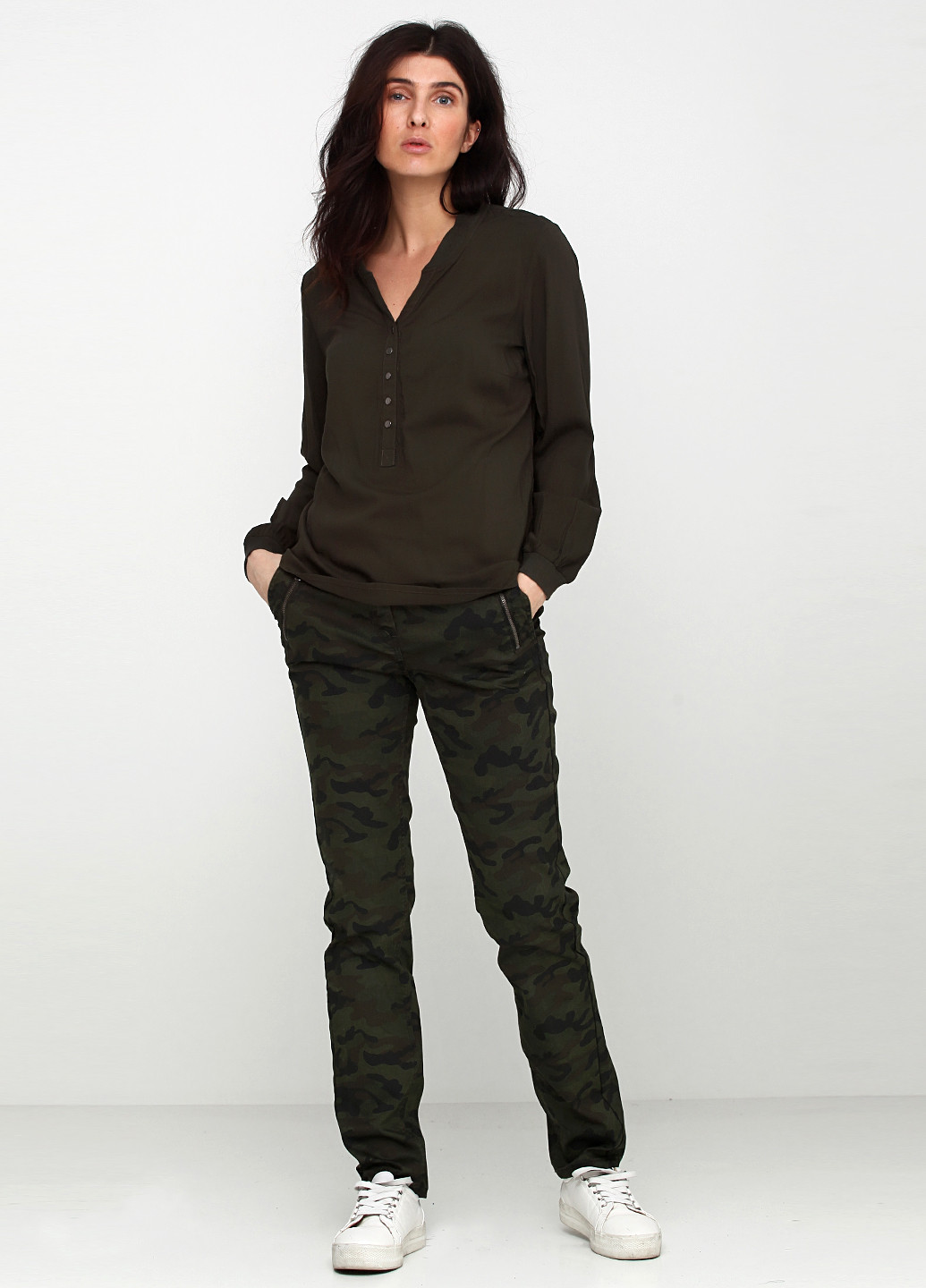 Темно-зеленый демисезонный комплект (блуза, брюки) Brandtex Collection