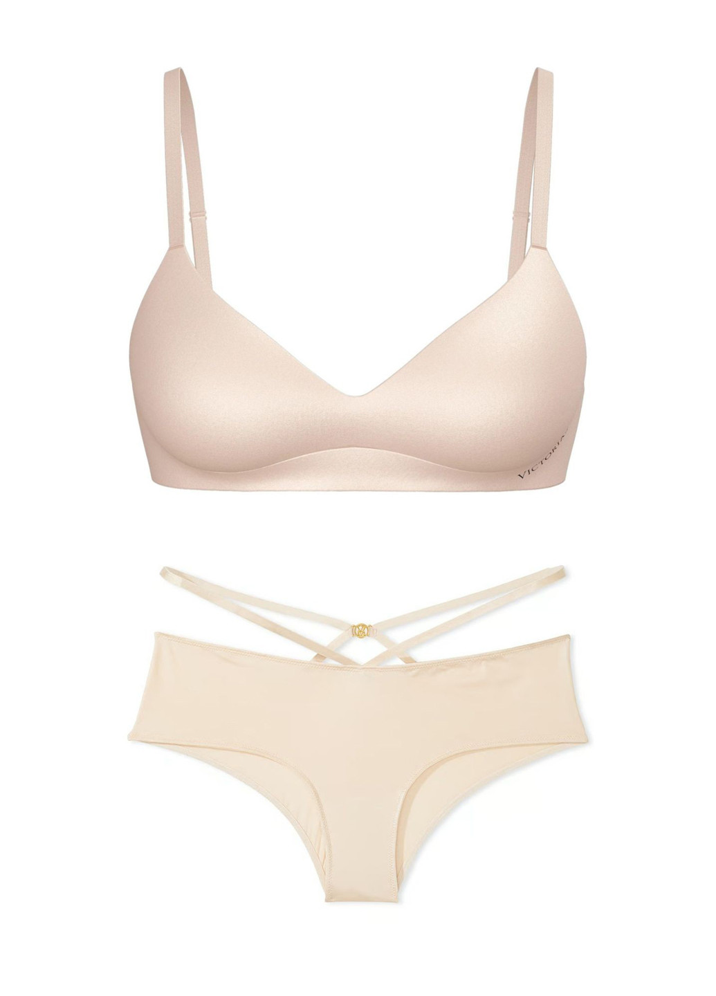 Бежевый демисезонный комплект (бюстгальтер, трусики) Victoria's Secret