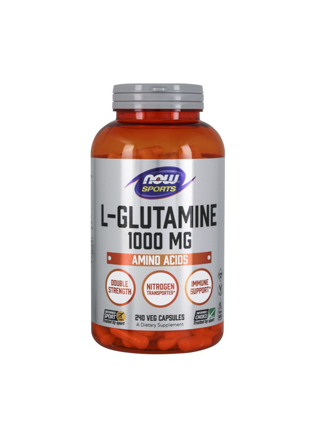 Глютамин L-Glutamine 1000 mg (240 капсул) нау фудс Now Foods (255363346)