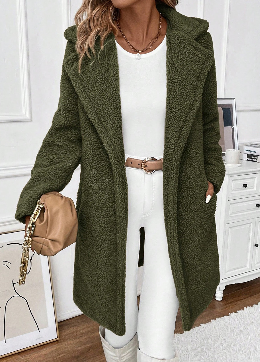 Оливкове (хакі) демісезонне Пальто SHEIN