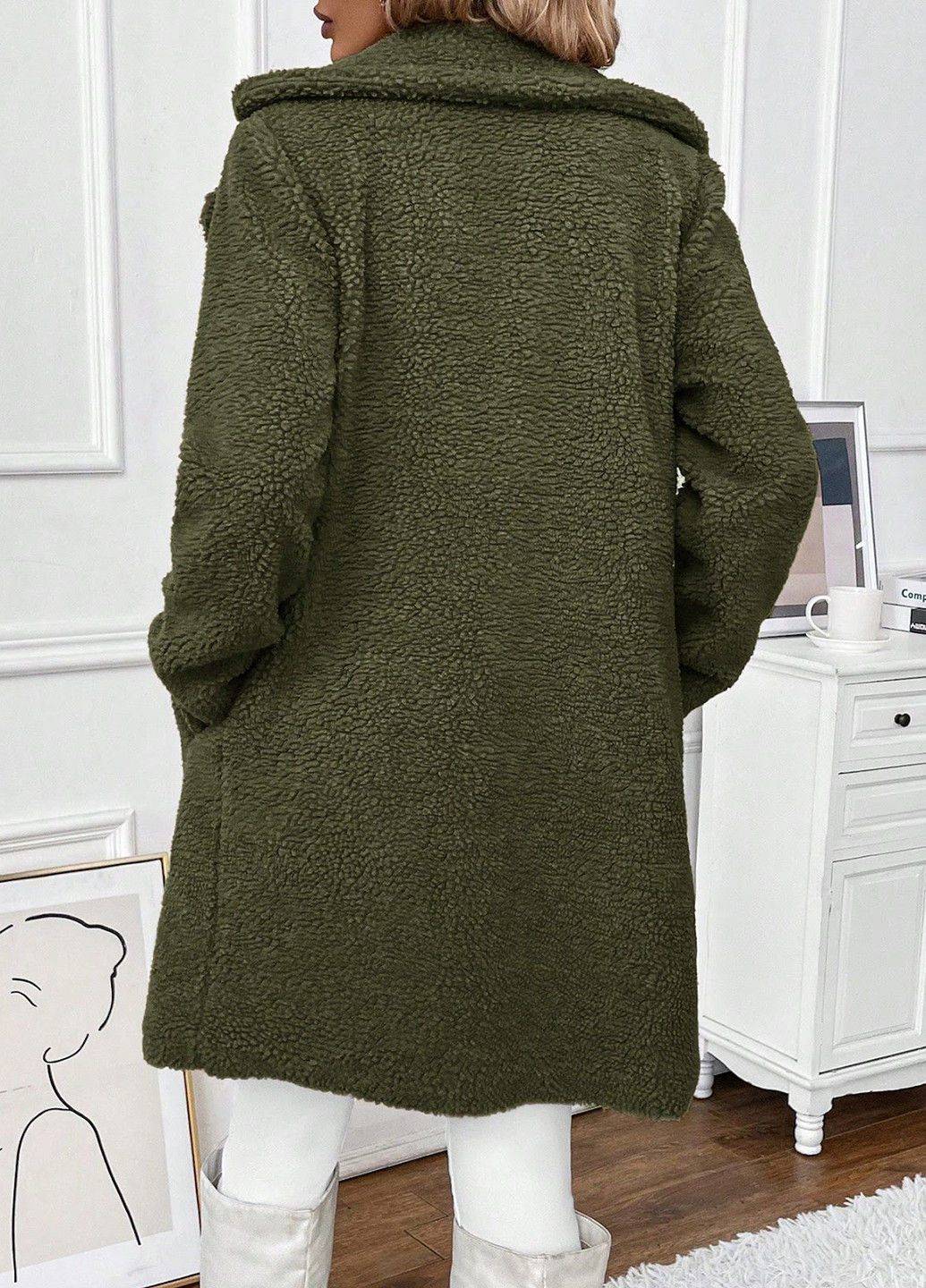 Оливкове (хакі) демісезонне Пальто SHEIN