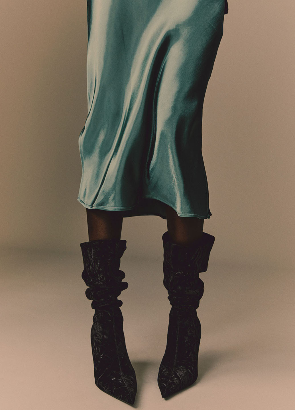 Темно-бирюзовая кэжуал однотонная юбка H&M