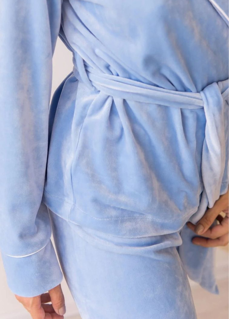 Голубая всесезон велюровая пижама - домашний костюм Fashion Club