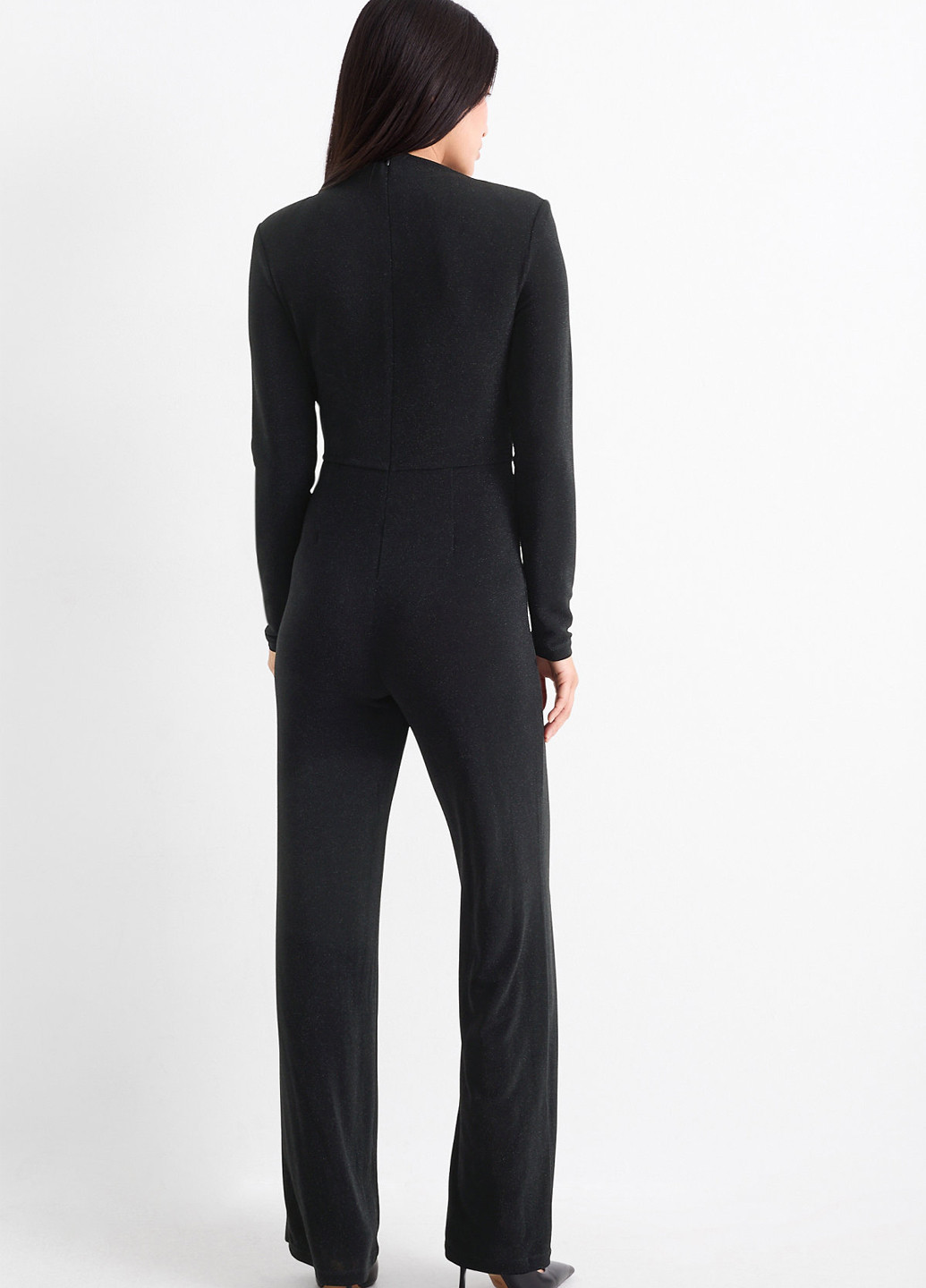 Комбінезон C&A комбінезон-брюки однотонний чорний вечірній, кежуал поліамід
