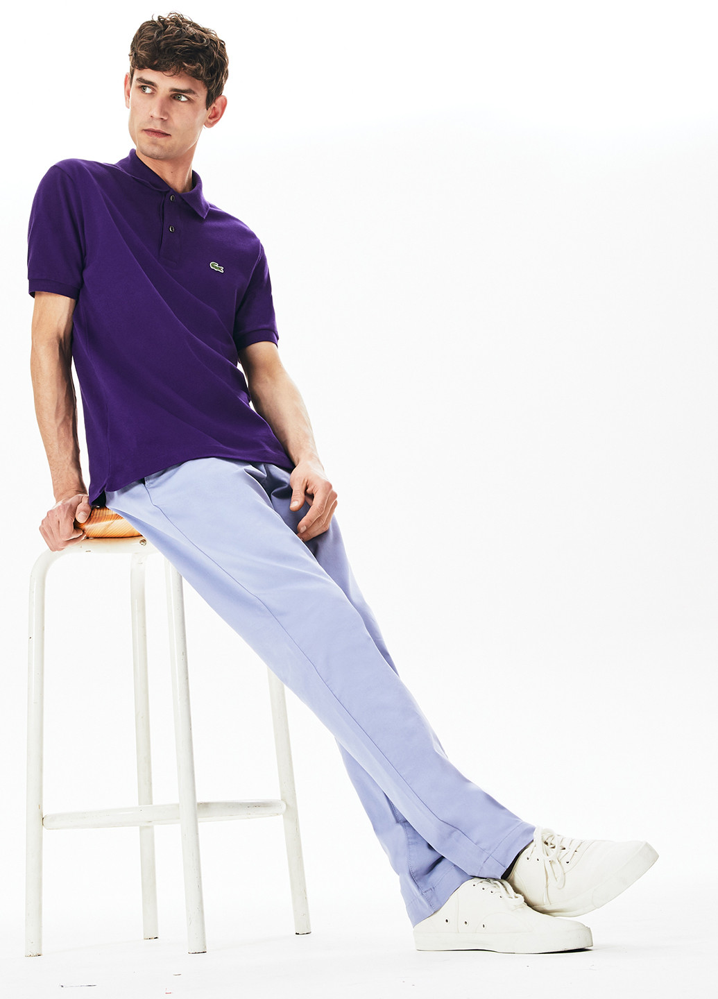 Светло-голубые кэжуал летние прямые брюки Lacoste