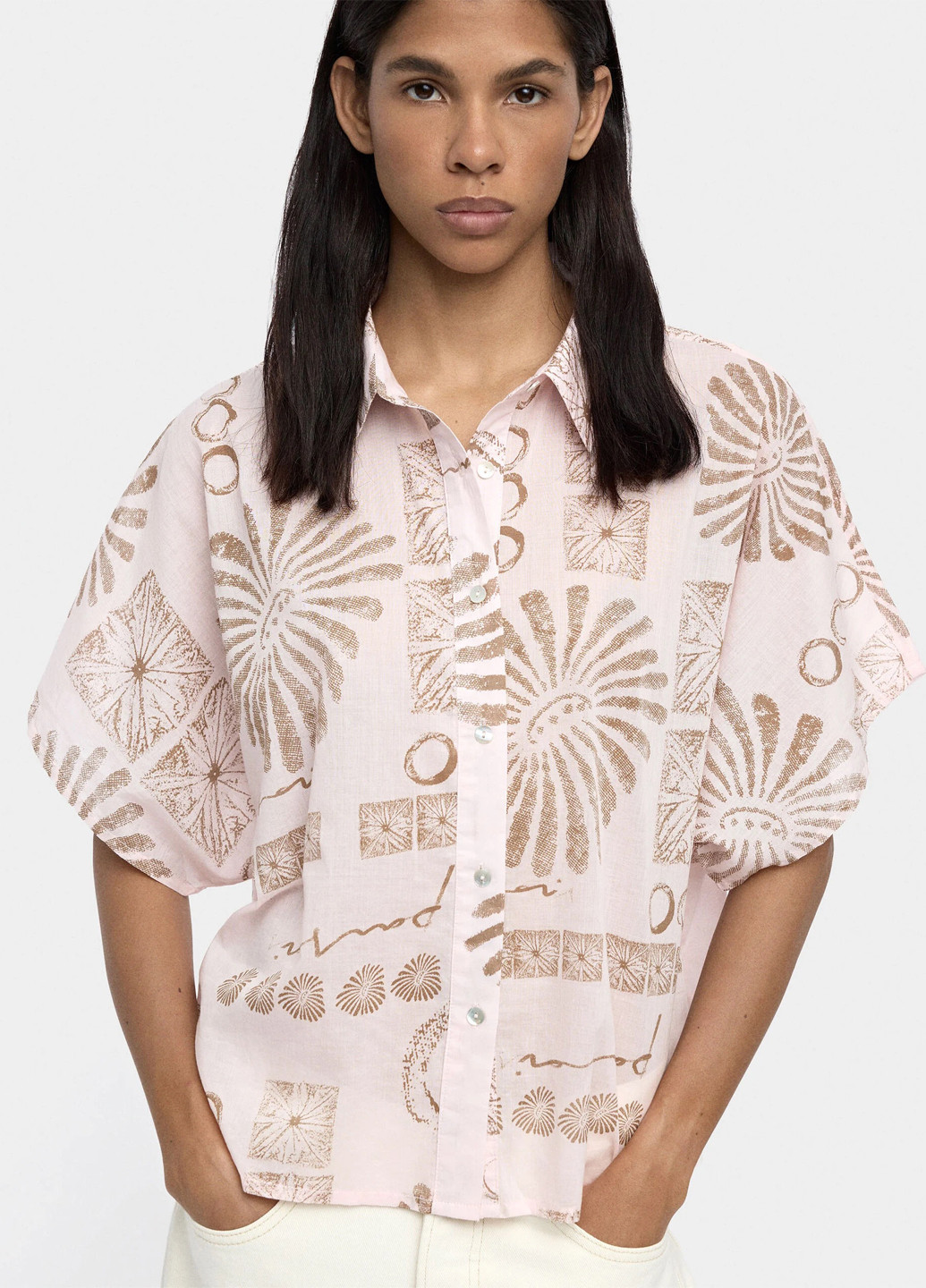 Персиковая кэжуал рубашка с абстрактным узором Parfois