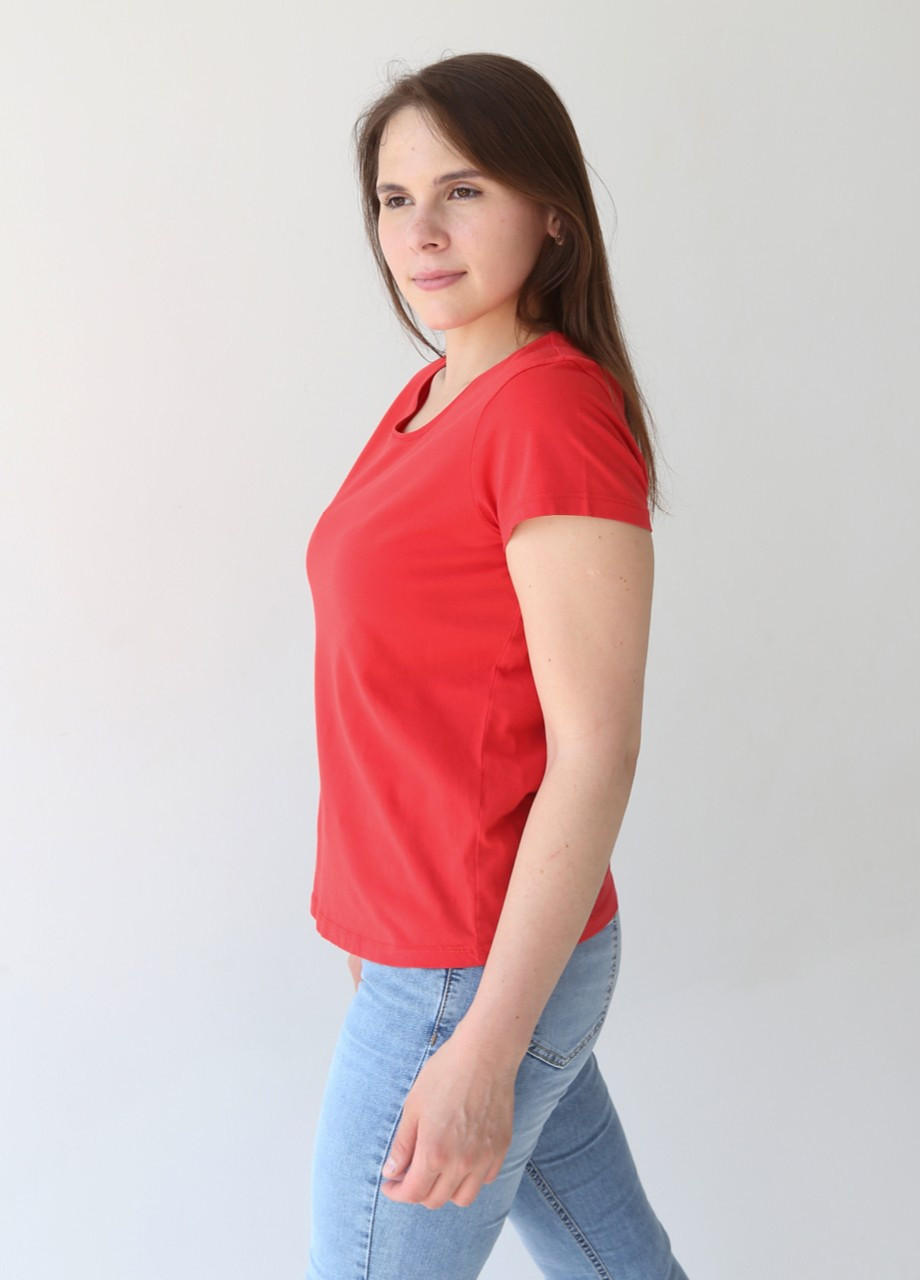 Красная всесезон футболка женская красная база прямая с коротким рукавом Rich Прямая