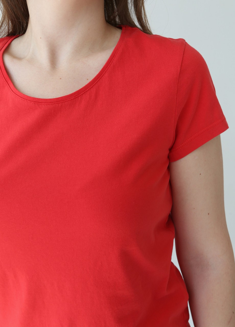Красная всесезон футболка женская красная база прямая с коротким рукавом Rich Прямая
