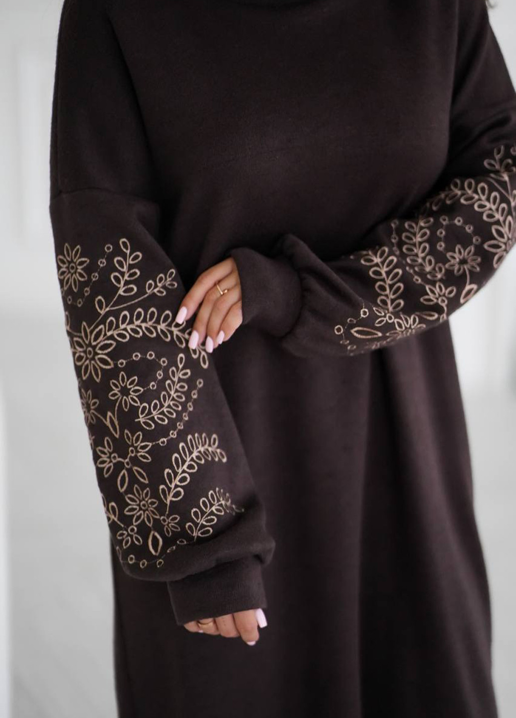 Темно-коричнева кежуал сукня No Brand однотонна