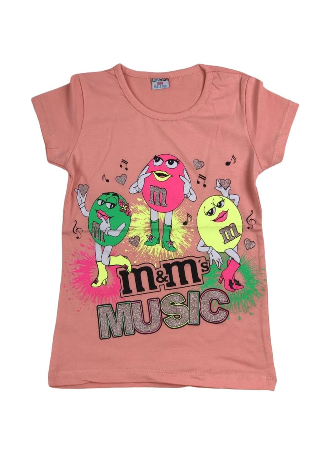 Персиковая летняя футболка детская m&m's(5шт\упак) Turkey