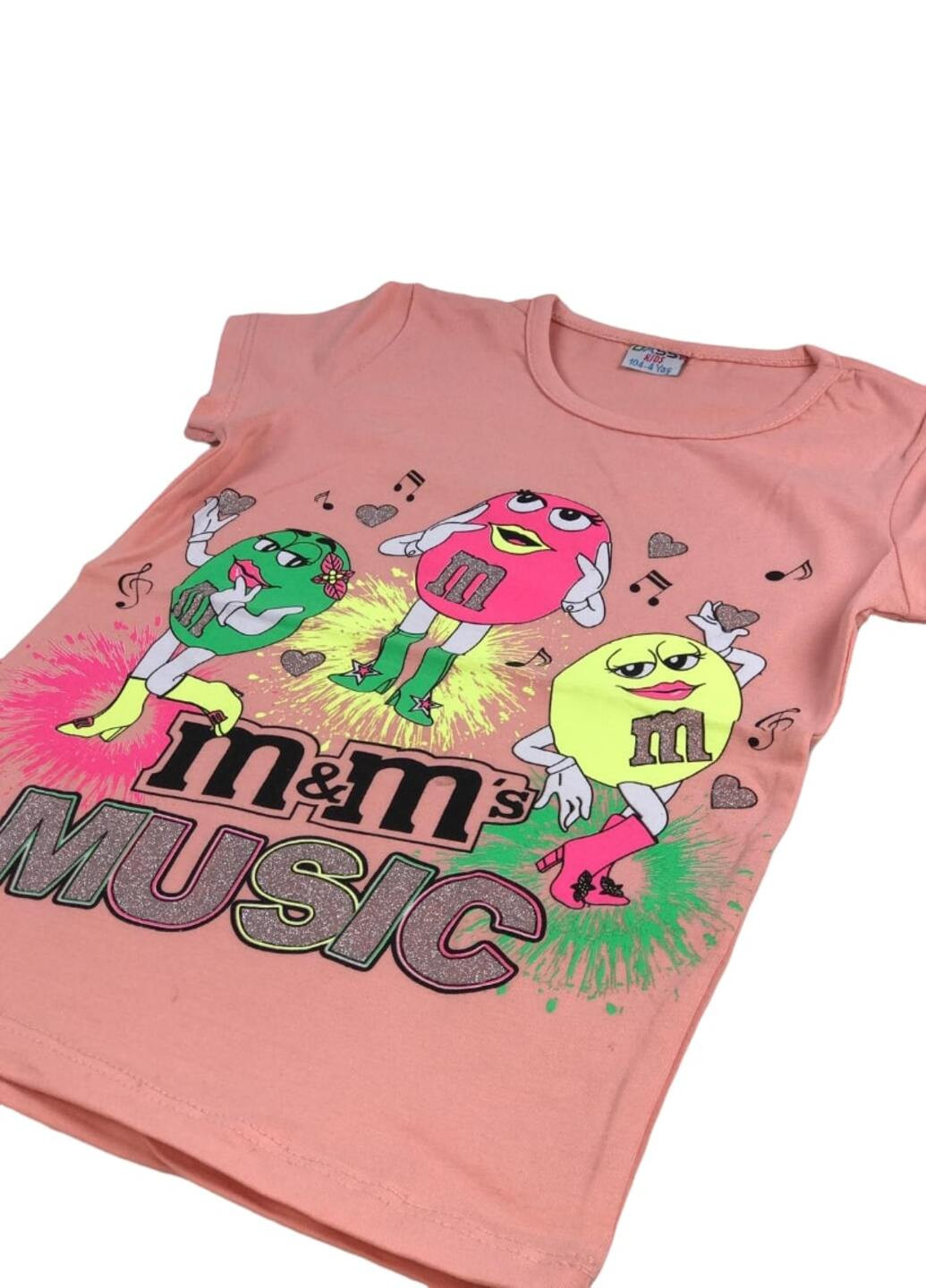Персиковая летняя футболка детская m&m's(5шт\упак) Turkey