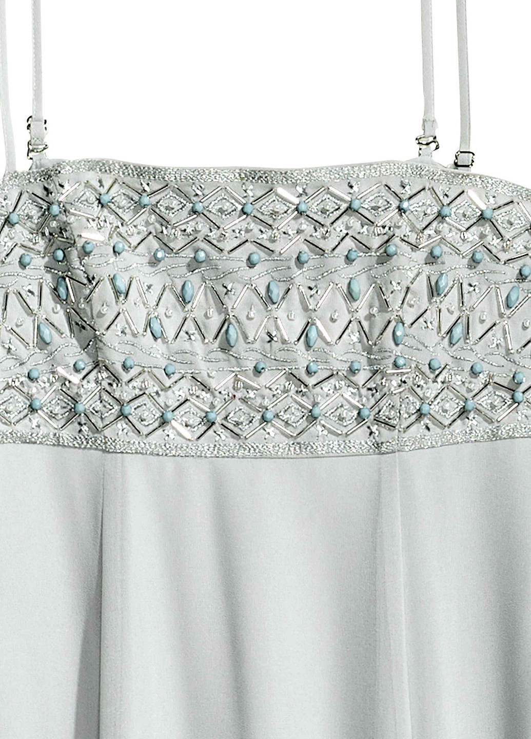 Світло-сіра вечірня сукня з спідницею-сонце, в стилі армпір, з відкритими плечима H&M однотонна