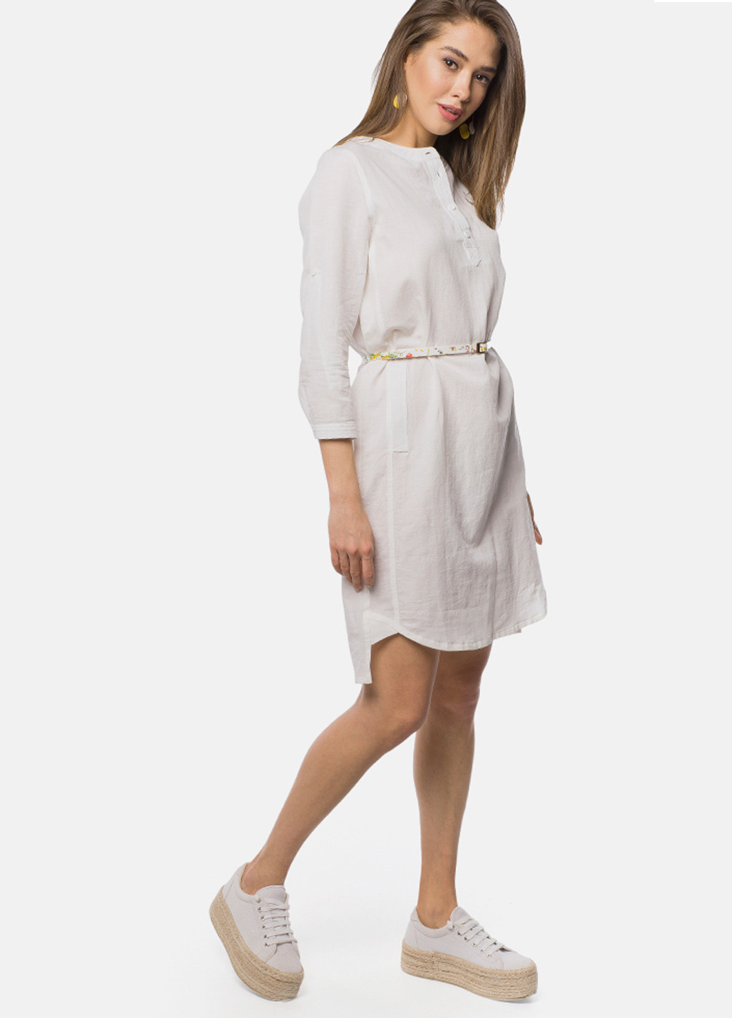Белое кэжуал платье короткое MR 520 однотонное