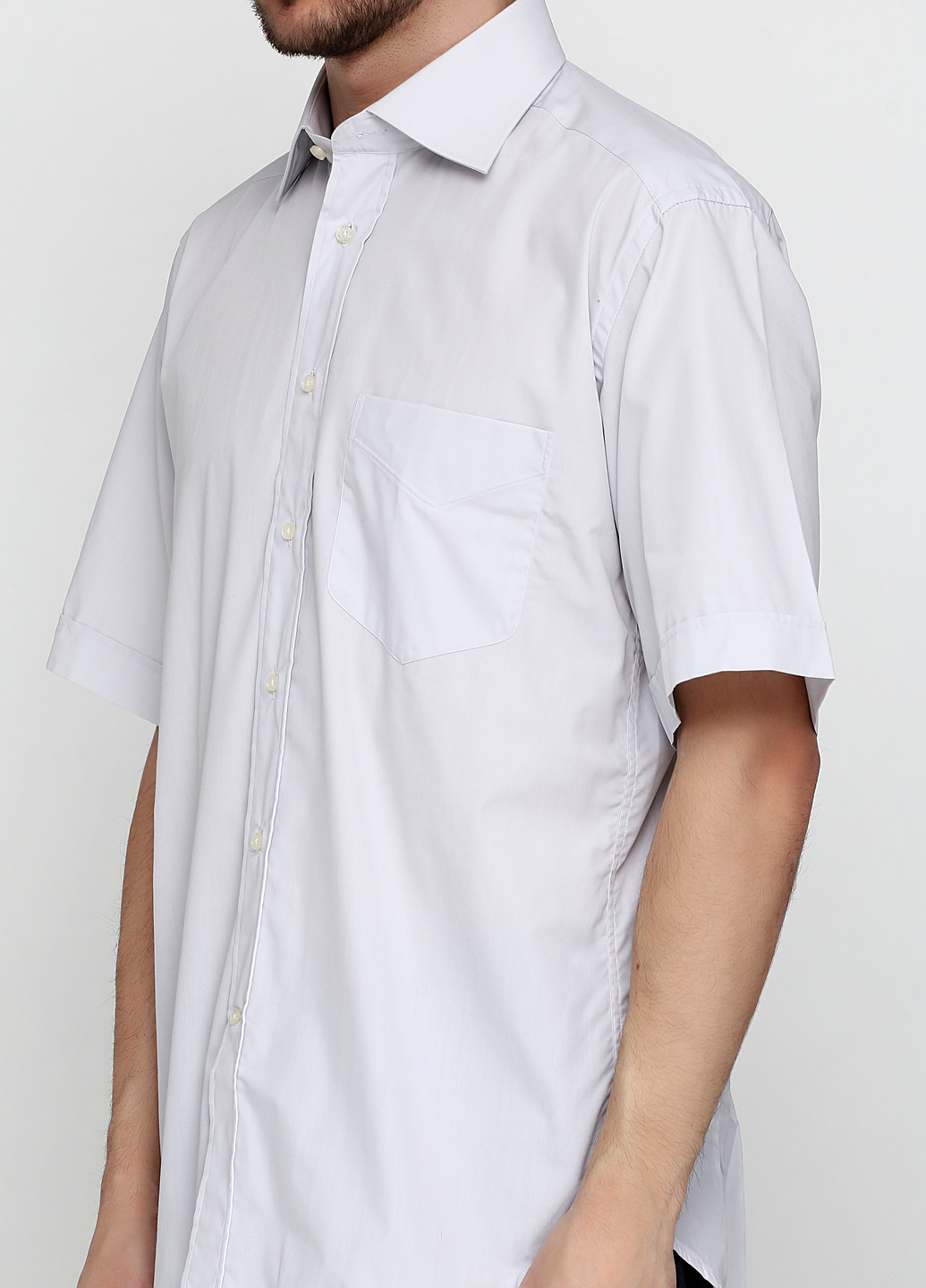 Светло-серая классическая рубашка однотонная Romano Botta с коротким рукавом