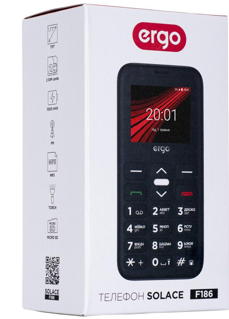 Мобильный телефон Ergo f186 solace black (250109532)