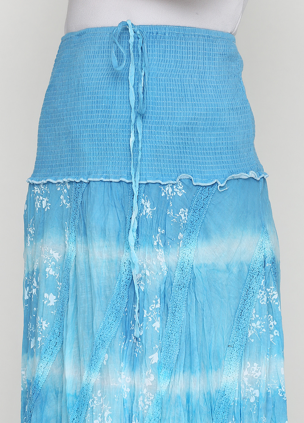 Голубая кэжуал в полоску юбка Xiaoji а-силуэта (трапеция)