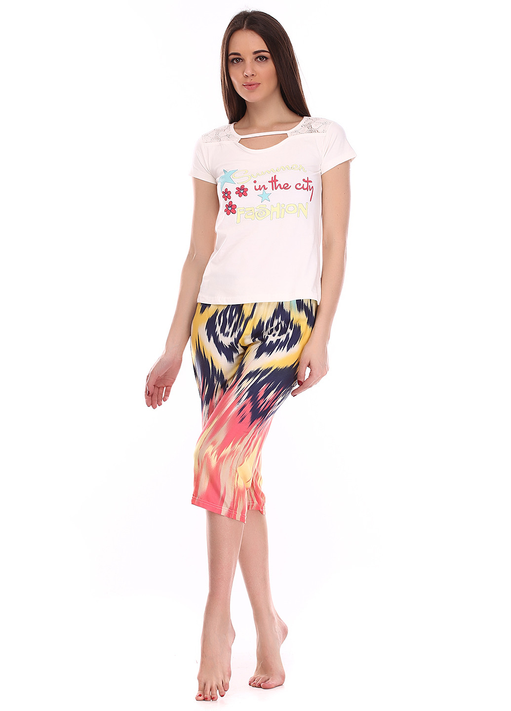 Коралловая всесезон пижама (футболка, капри) Moyra Caprice