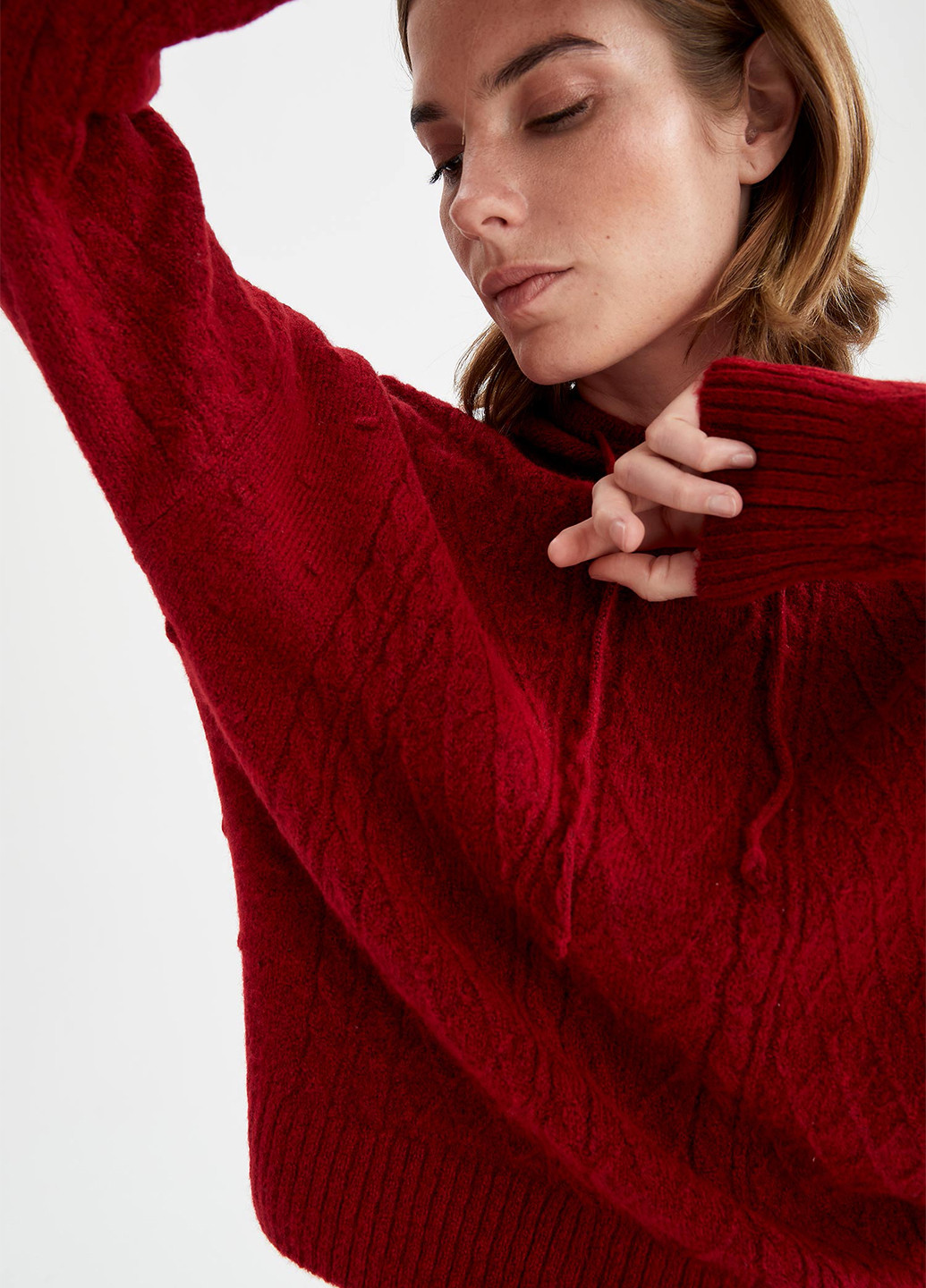 Темно-красный демисезонный свитер DeFacto