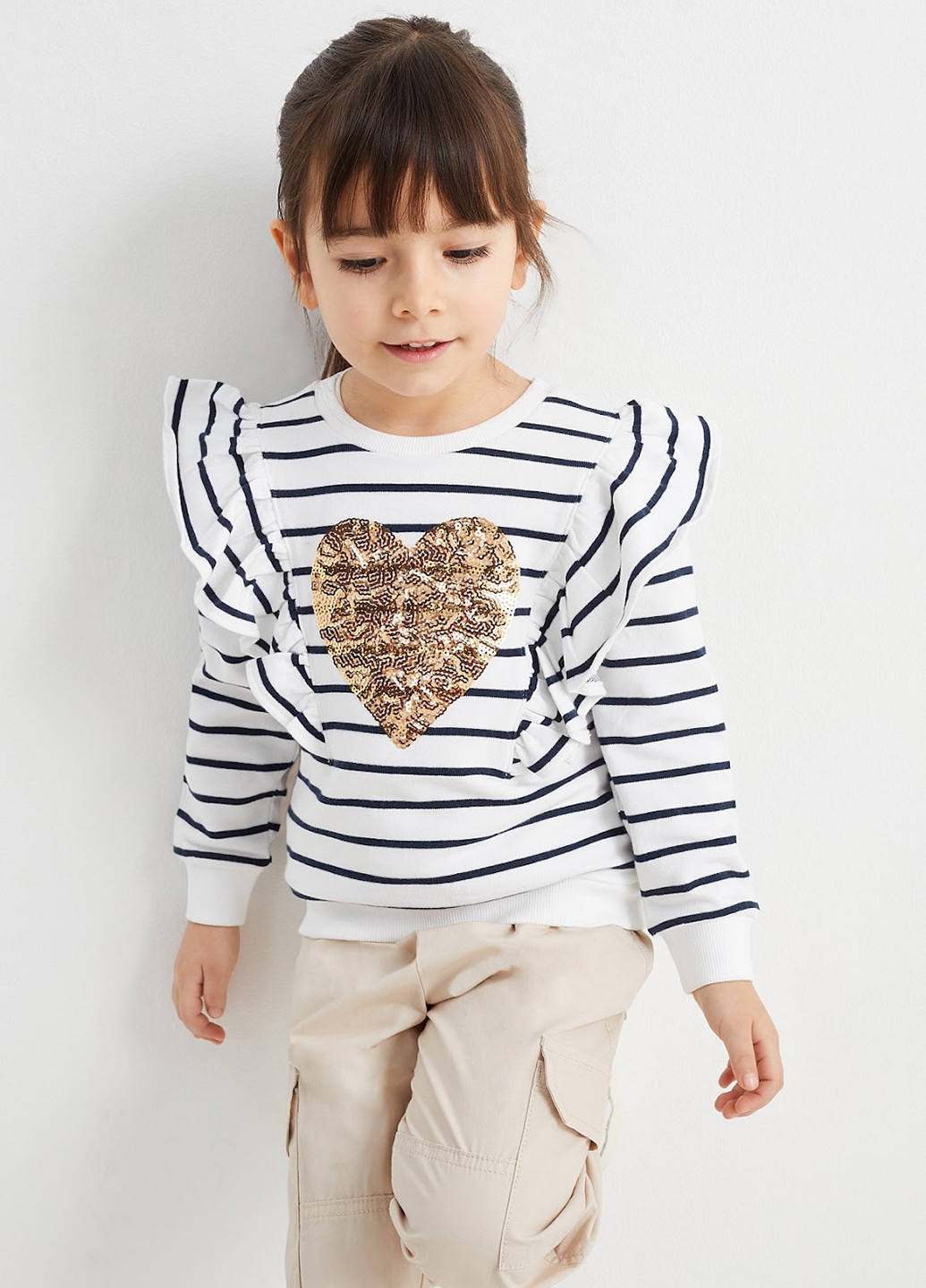 C&A свитшот полоска белый кэжуал хлопок