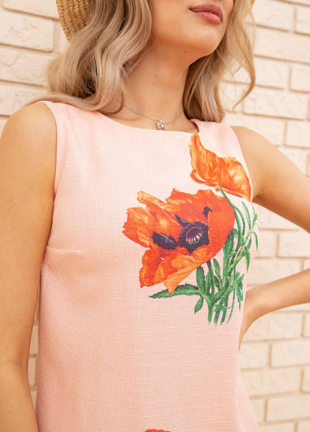 Персиковое кэжуал платье Ager с цветочным принтом
