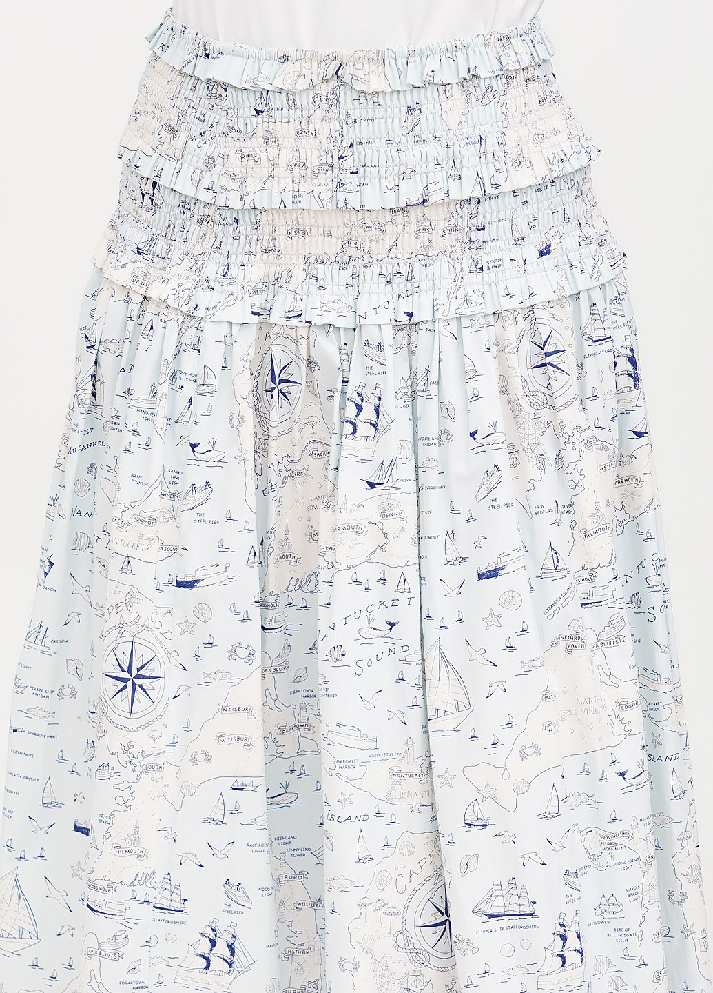 Светло-голубая кэжуал с рисунком юбка J.Crew а-силуэта (трапеция)