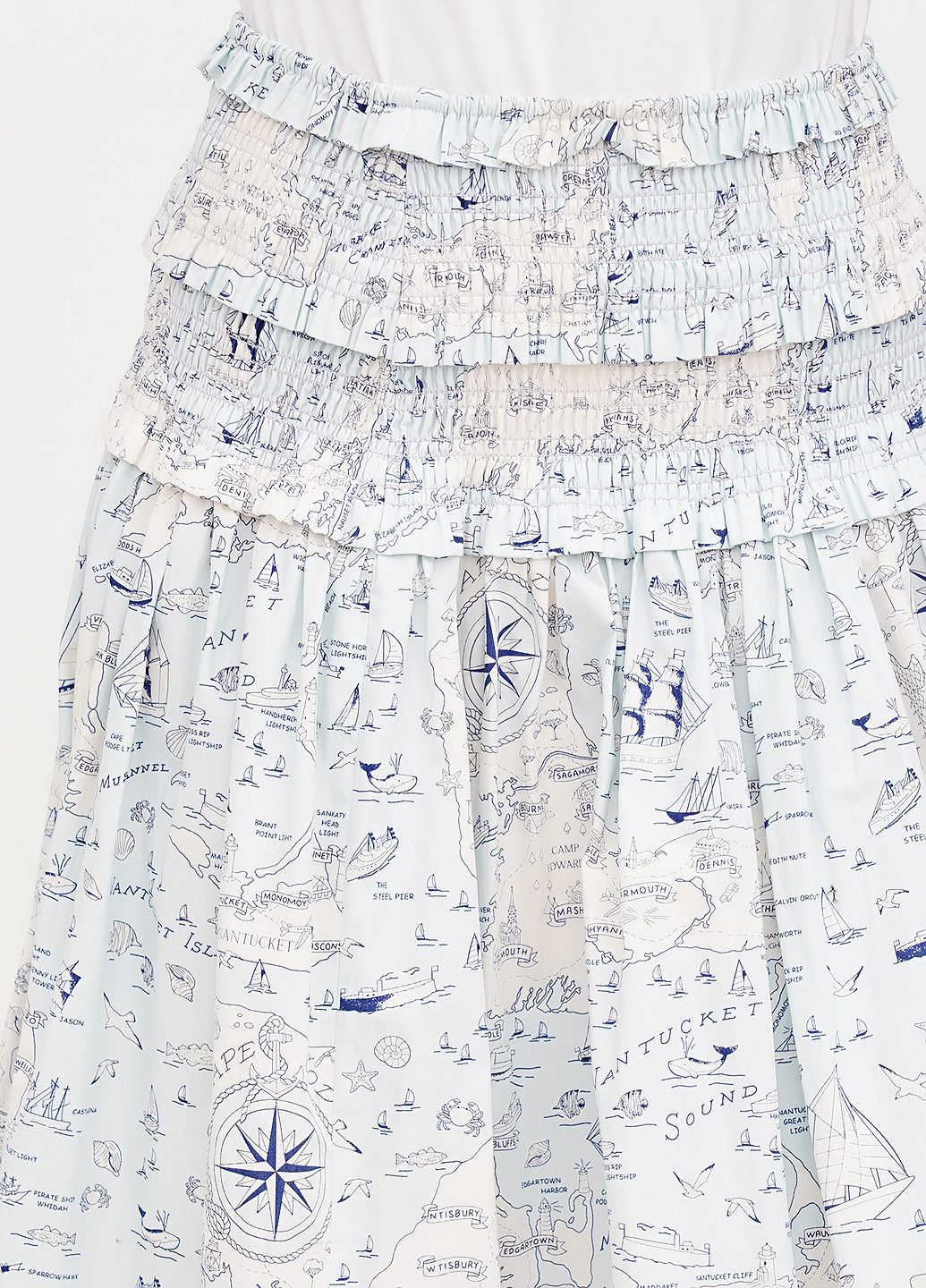 Светло-голубая кэжуал с рисунком юбка J.Crew а-силуэта (трапеция)