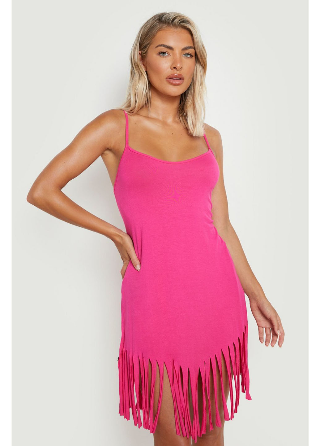 Фуксиновое (цвета Фуксия) пляжное, кэжуал платье платье-майка Boohoo однотонное