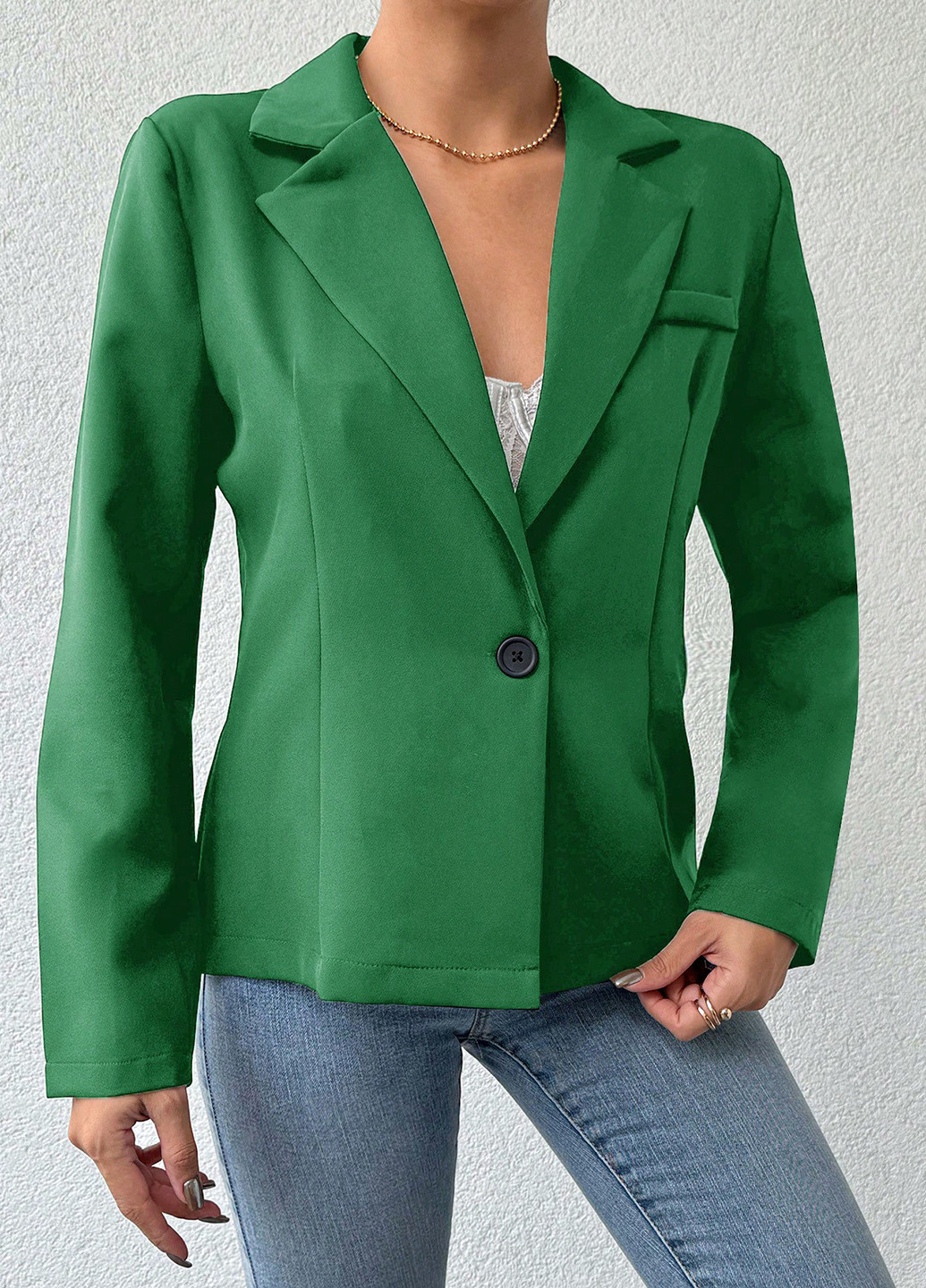 Зеленый женский жакет SHEIN однотонный - демисезонный