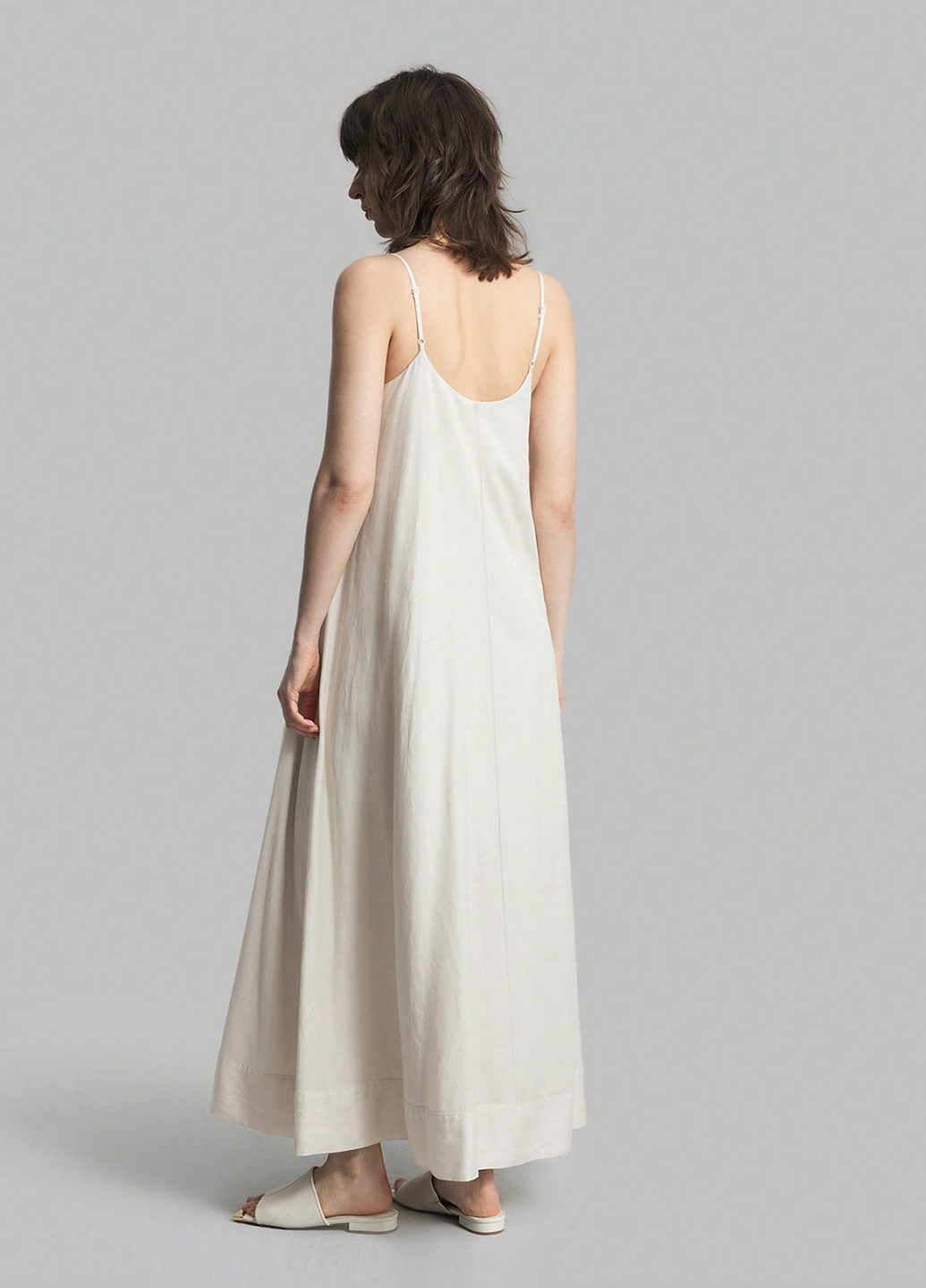 Молочное кэжуал платье а-силуэт, в стиле ампир SHEIN однотонное