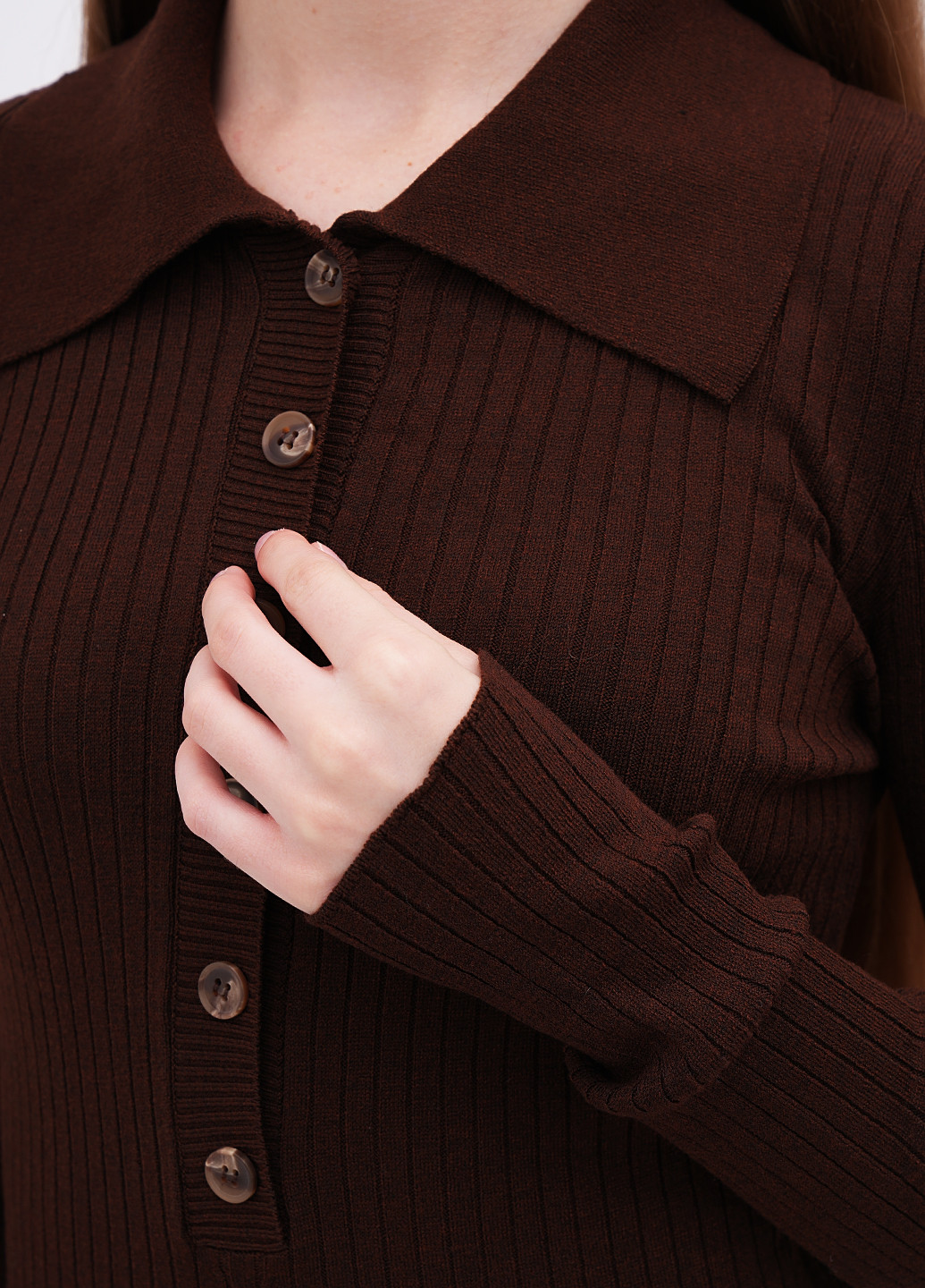 Темно-коричневое кэжуал платье поло, платье-свитер EQUILIBRI однотонное