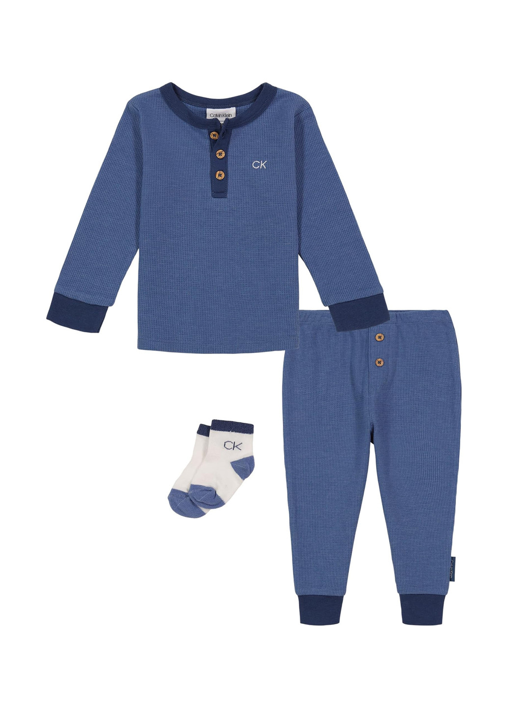 Синий демисезонный комплект (лонгслив, брюки, носки) Calvin Klein