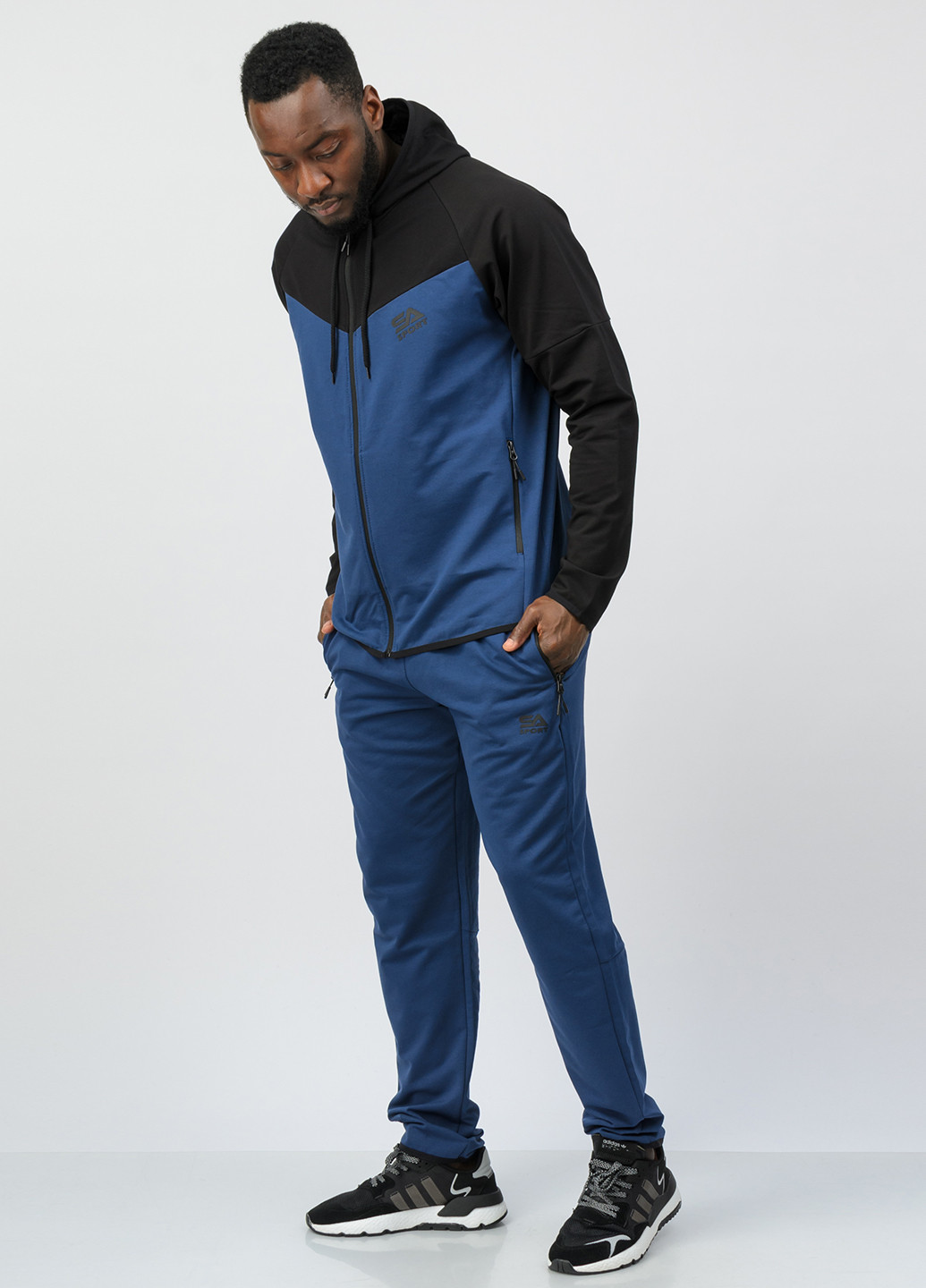 Темно-синий демисезонный костюм (толстовка, брюки) брючный SA-sport