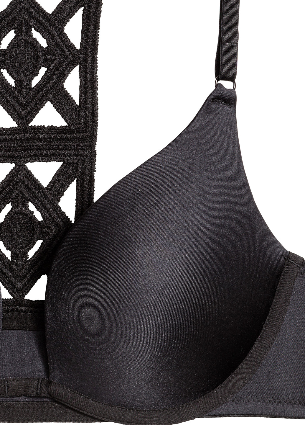 Чёрный бюстгальтер H&M с косточками эластан, полиамид