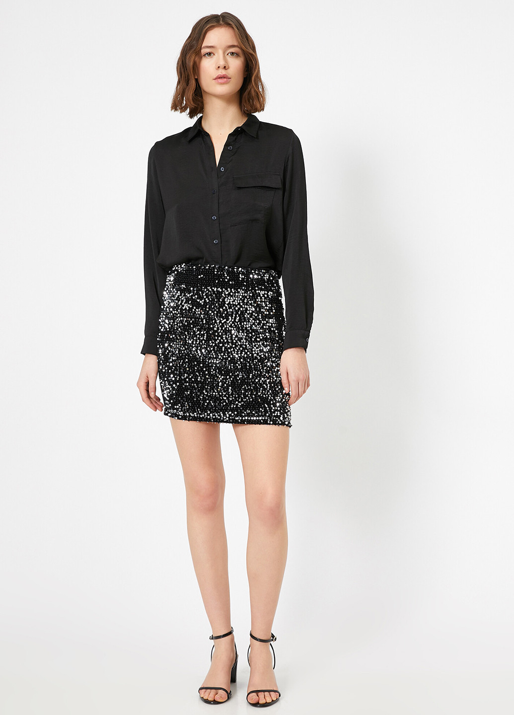 Черная кэжуал однотонная юбка KOTON