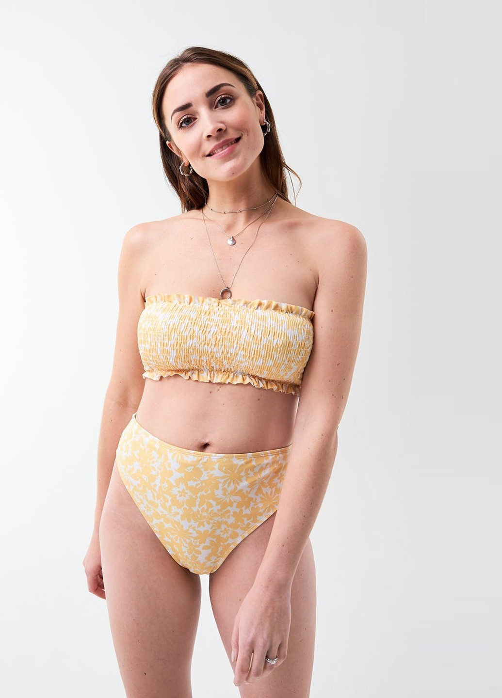 Желтые купальные трусики-плавки с цветочным принтом Gina Tricot