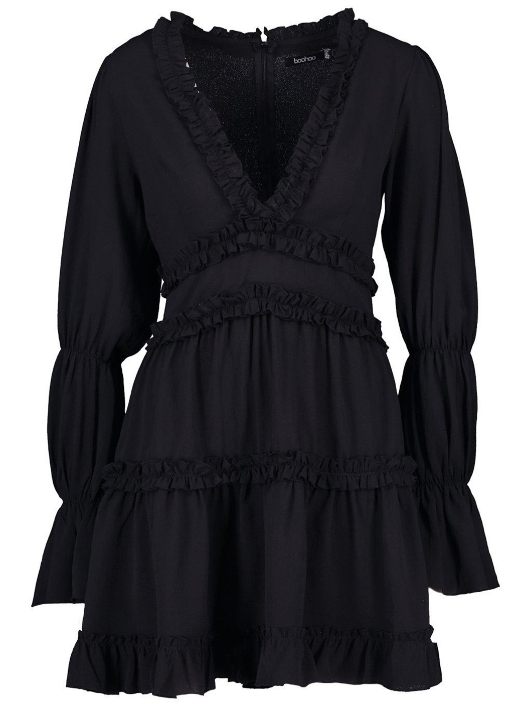 Черное кэжуал платье в стиле ампир Boohoo однотонное