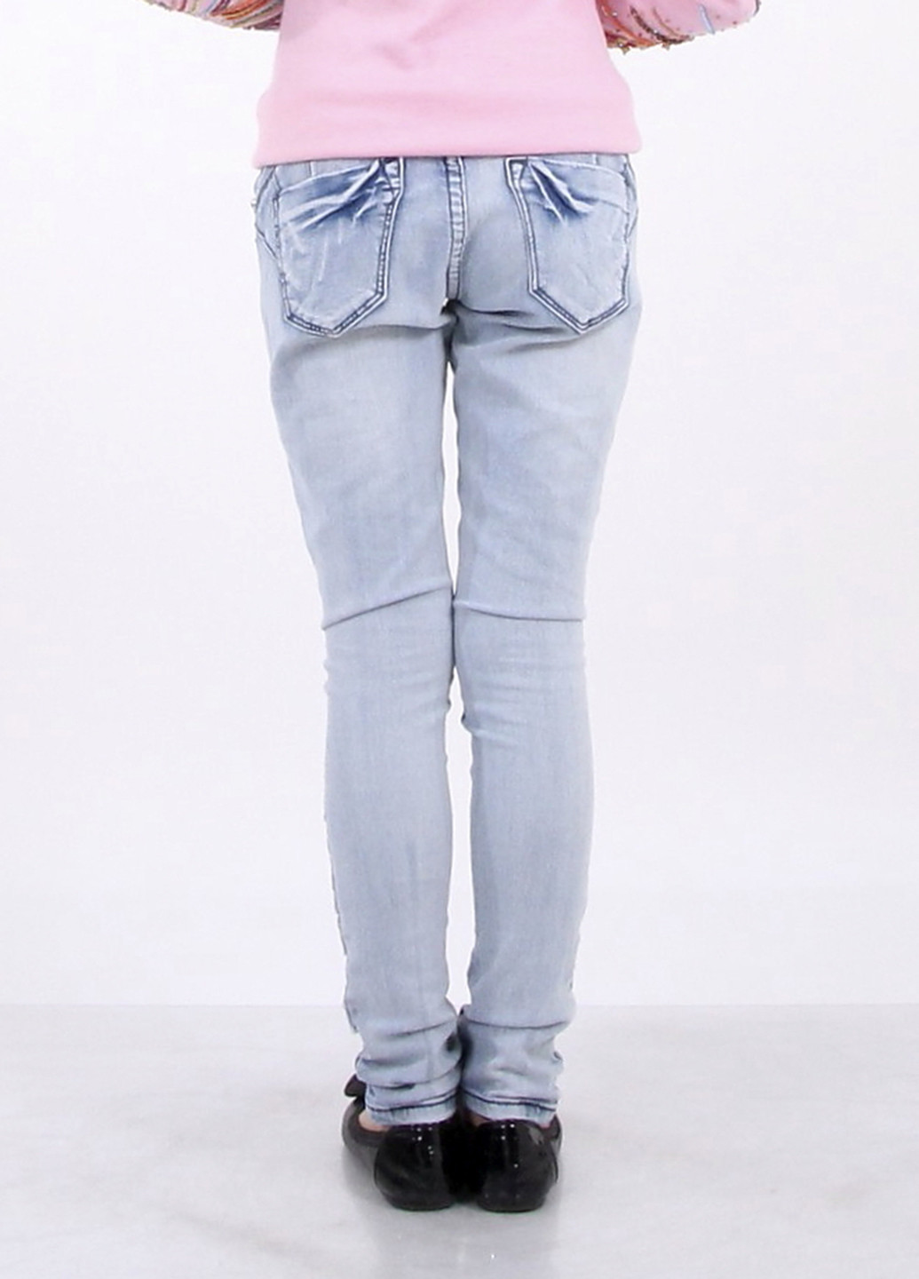 Голубые демисезонные со средней талией джинсы Timole