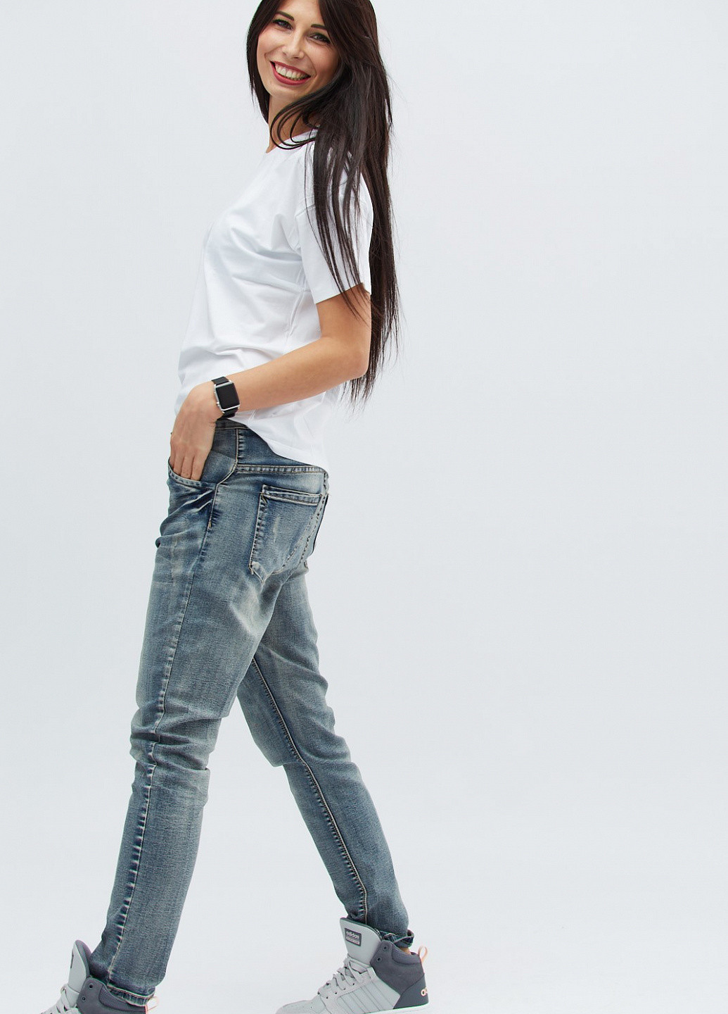 Серо-синие демисезонные скинни джинсы Super Skinny