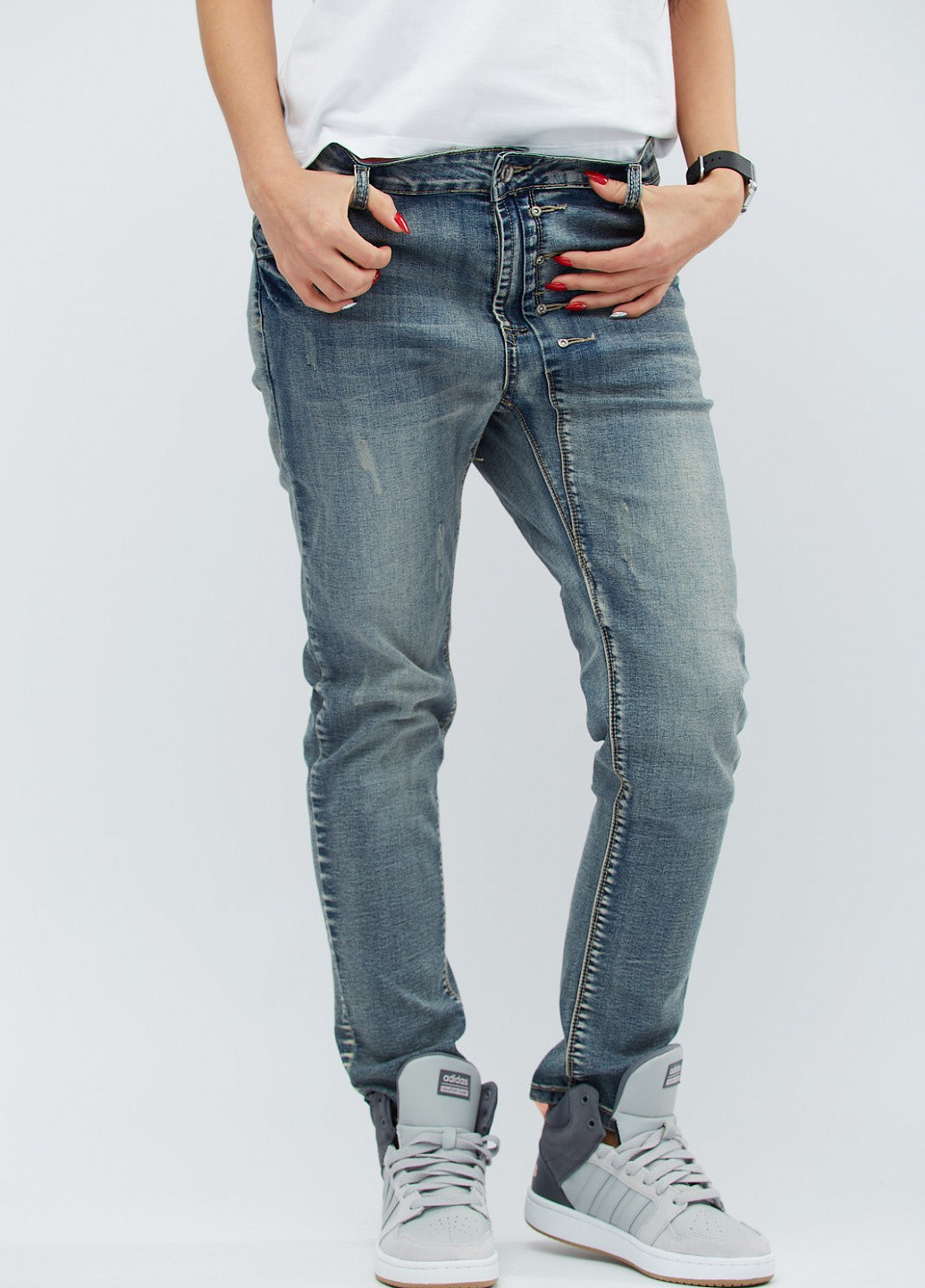 Серо-синие демисезонные скинни джинсы Super Skinny