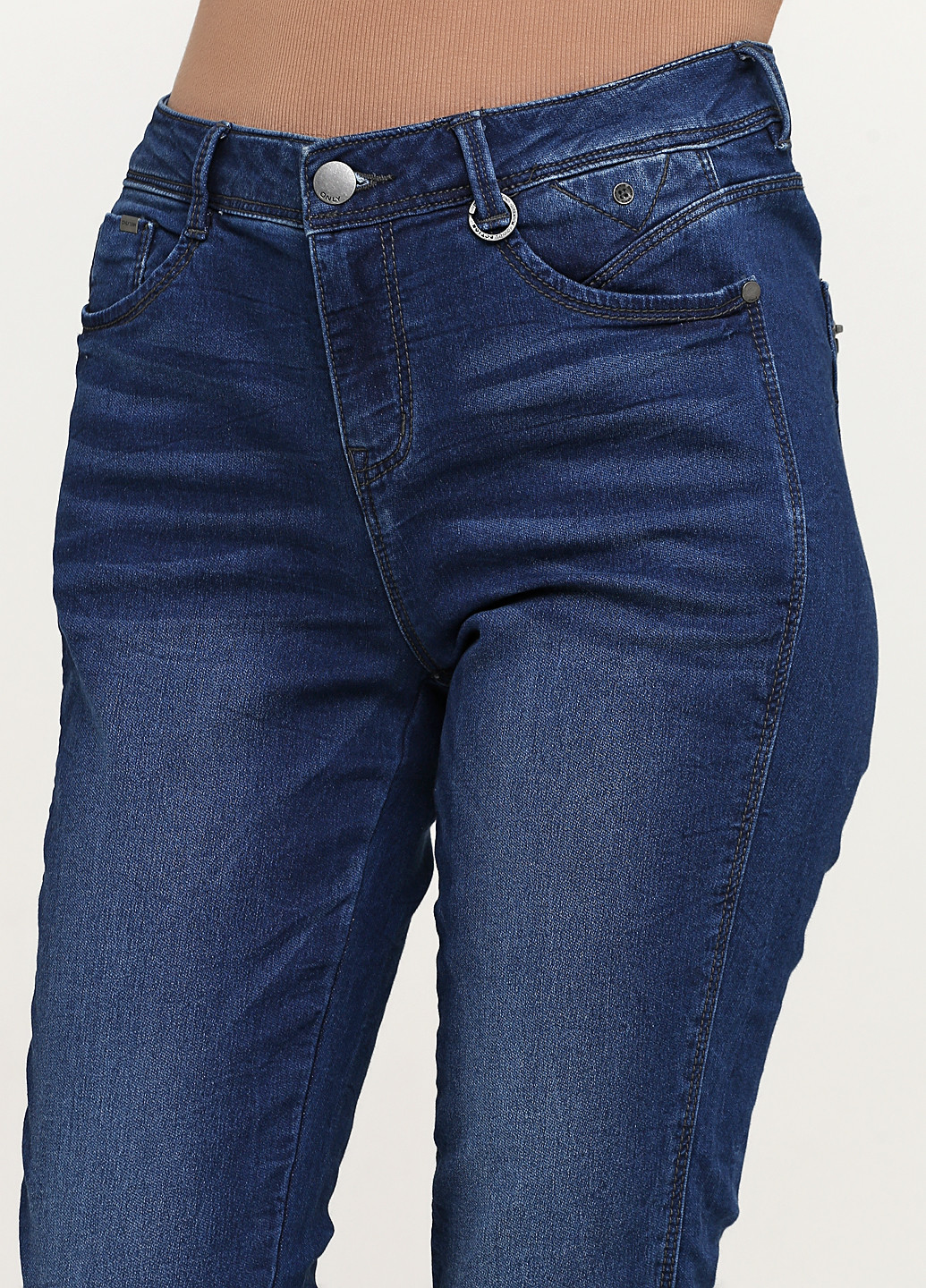 Темно-синие демисезонные укороченные джинсы Only