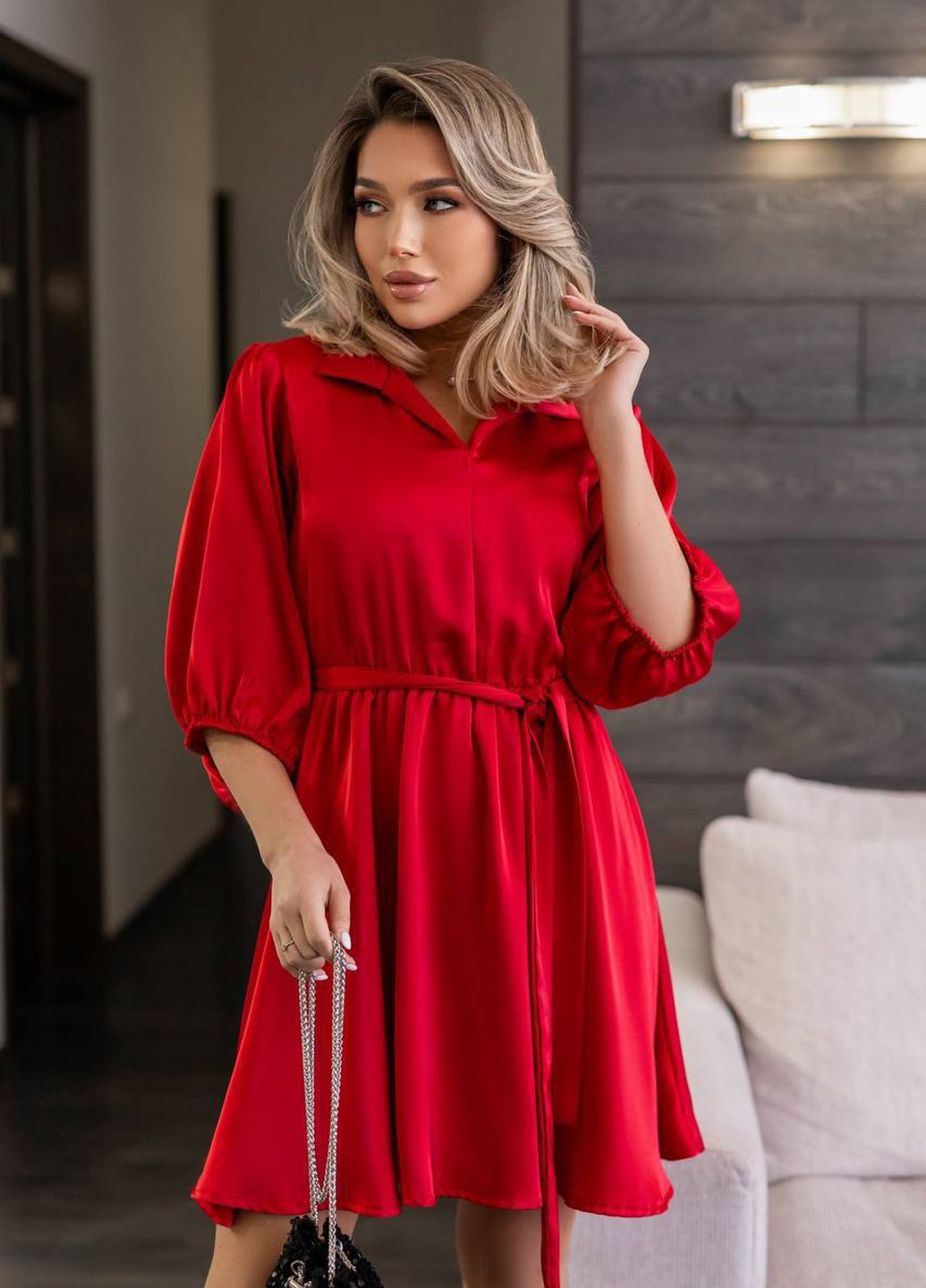 Червона кежуал сукня кльош Fashion однотонна