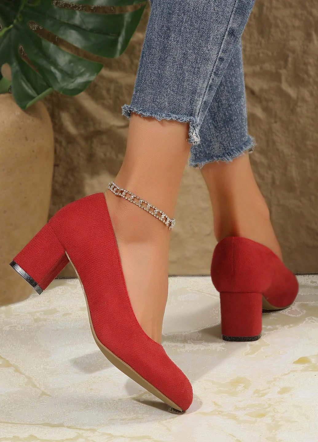 SHEIN Туфлі туфлі-човники червоний з штучна замша, китай — демісезон (344466337)