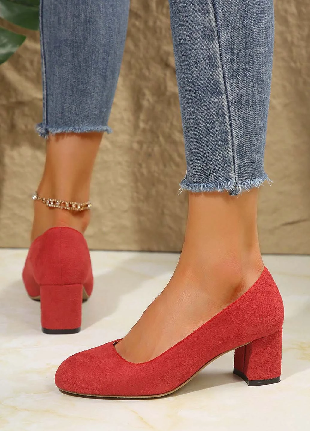 SHEIN Туфлі туфлі-човники червоний з штучна замша, китай — демісезон (344466337)