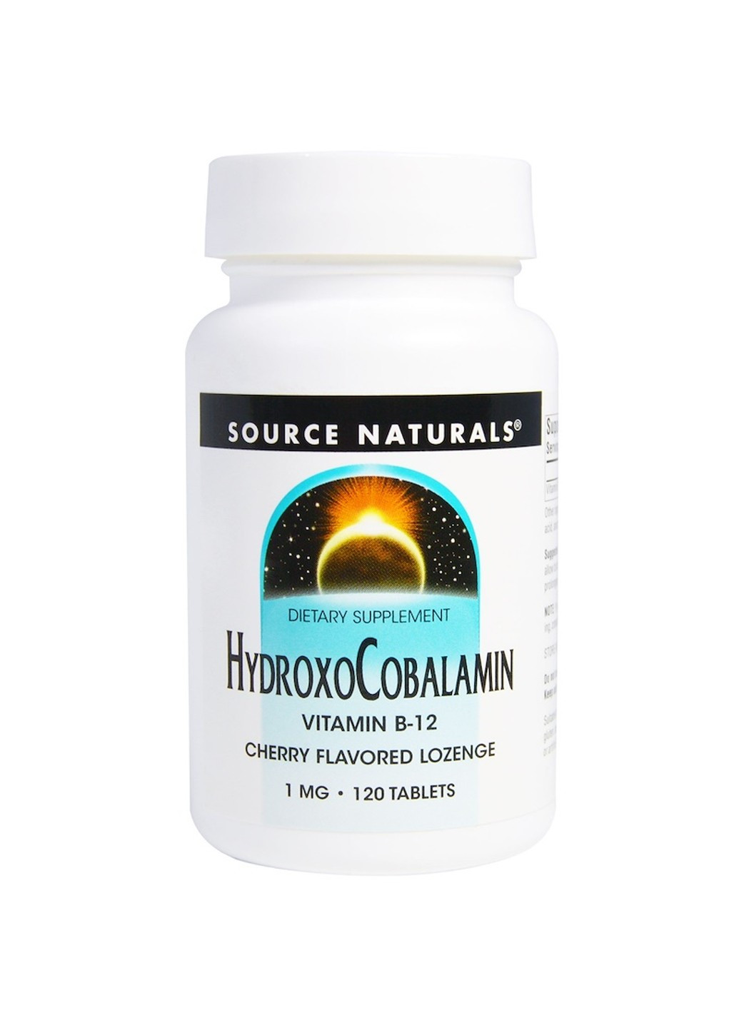 Вітамін B12, 1 мг, Гідроксокобаламін, смак вишні, Hydroxocobalamin,, 120 таблеток Source Naturals (255407772)