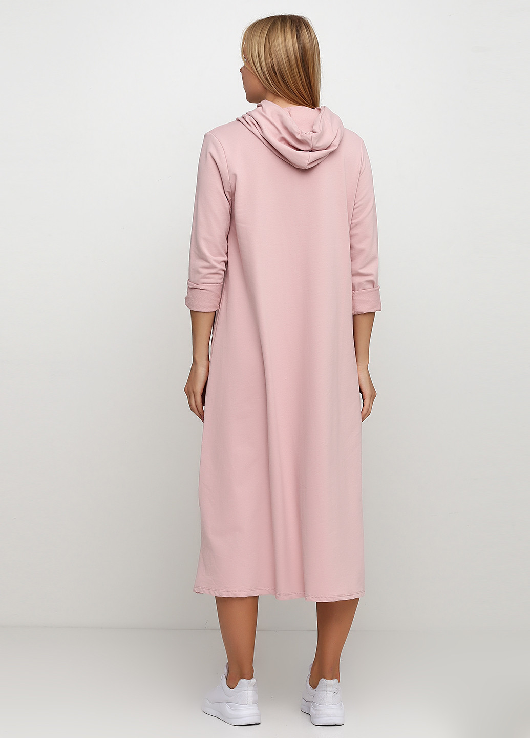 Розовое кэжуал платье платье-худи, оверсайз Italy Moda с надписью
