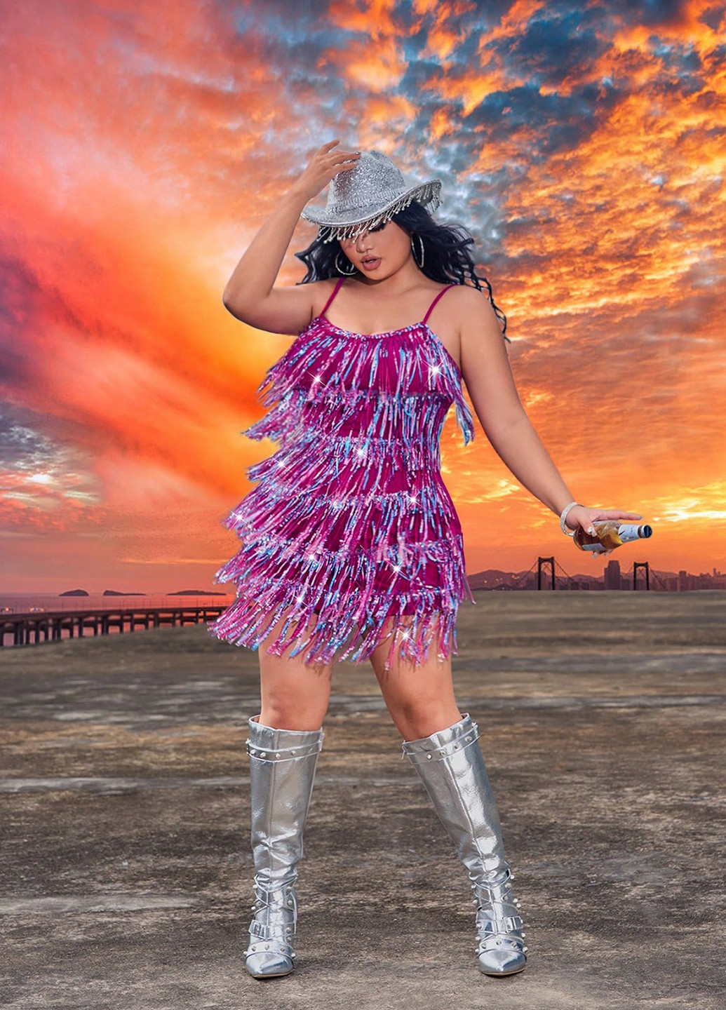 Фуксиновое (цвета Фуксия) коктейльное, праздничный платье с открытой спиной SHEIN однотонное